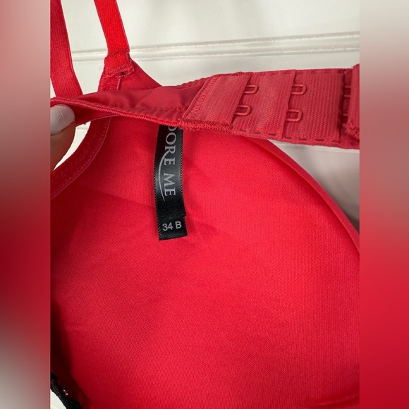 Adore Me women’s red & black lace push-up bra, NWT. Size 34B - Picture 3 of 4